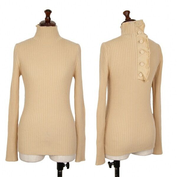 リ*ブ様 jean paulgaultier ゴルチェ　リブニット40 ジャンポールゴルチエ ファムJean Paul GAULTIER FEMME ボタンネック