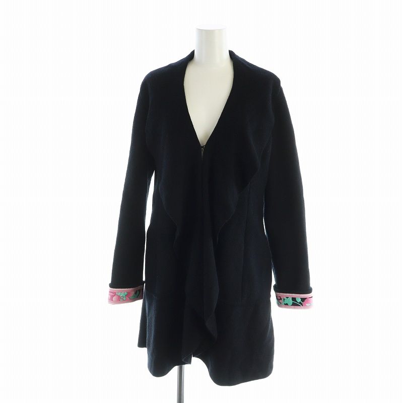 レオナール LEONARD 近年モデル ロングカーディガン ニット 長袖 ロゴ  