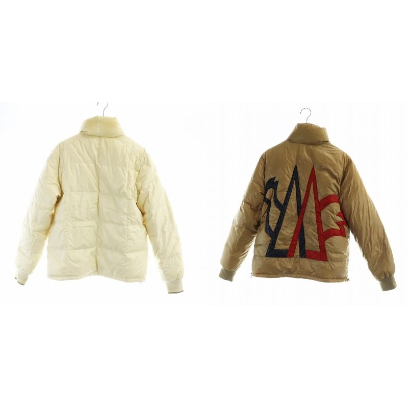 モンクレール MONCLER Reveraging down jacket Big ダウンジャケット リバーシブル ナイロン 長袖 ジップアップ ロゴ 2 S 白 ホワイト 茶 ブラウン 41403 50 68950 ■GY18 /MQ
