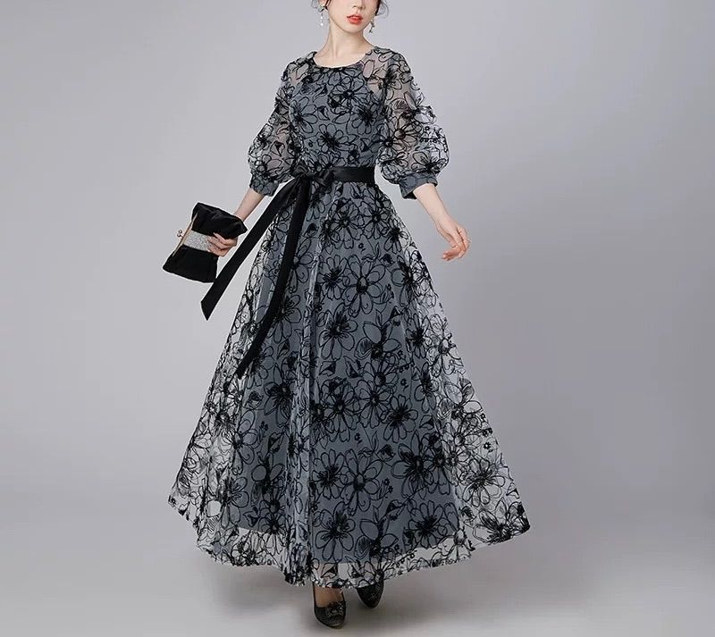 パーティードレス オケージョン ロング ワンピース 花柄 結婚式 お呼ばれ 演奏会 発表会