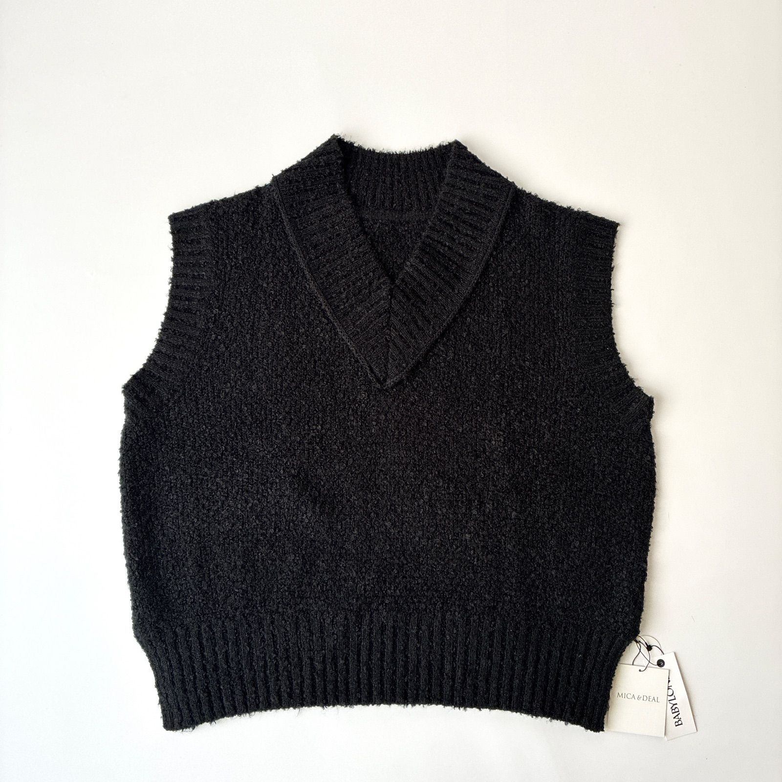 2025 MICA-DEAL マイカアンドディール ツイードビッグベスト ブラック 黒 フリーサイズ ゆったり ウォッシャブル 洗える 近年モデル