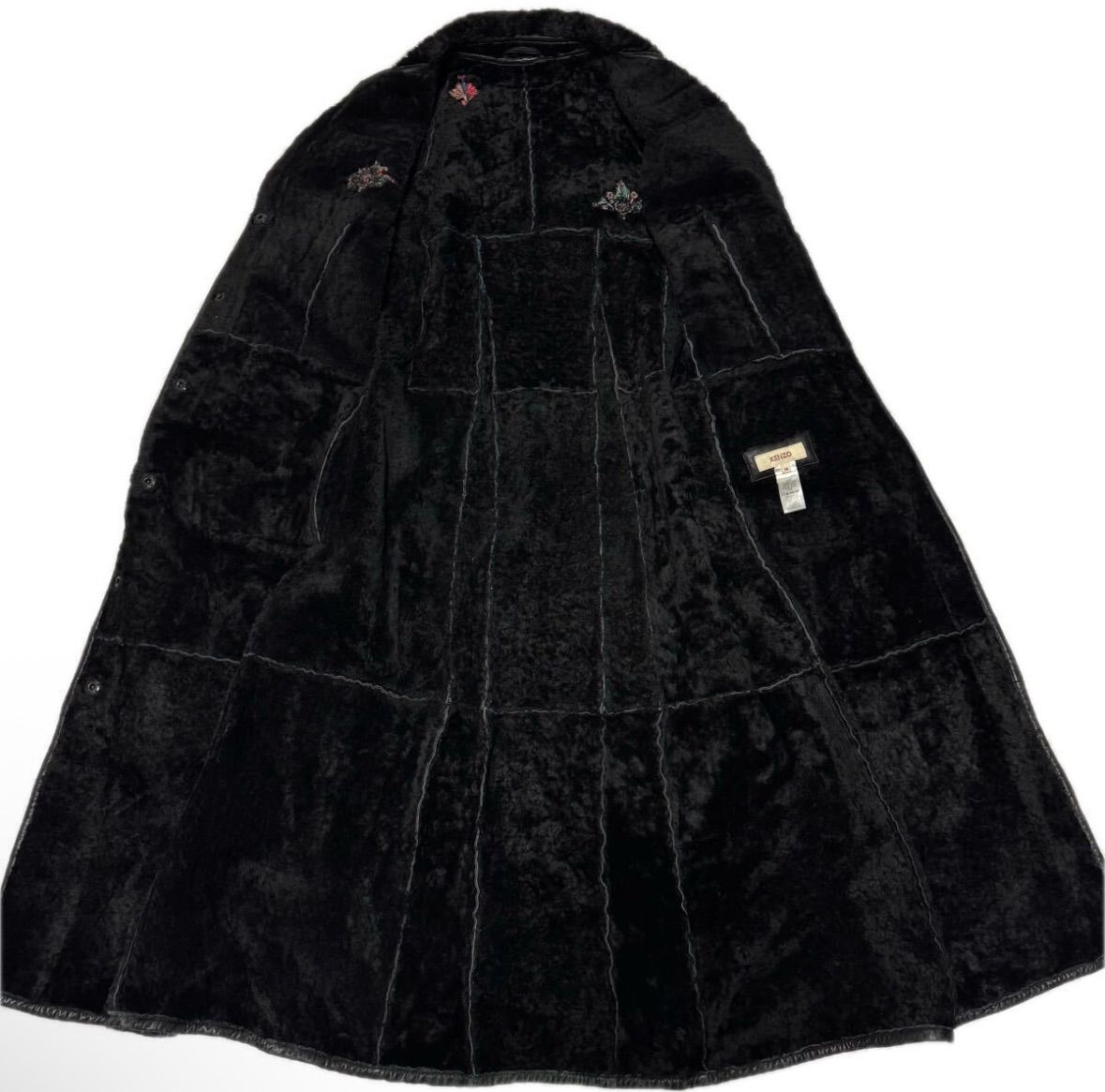  Special KENZO ケンゾー archive flower embroidery mouton coat 花 刺繍 ムートンコート ロングコート 毛皮 ムートンコート ジャケット アウター