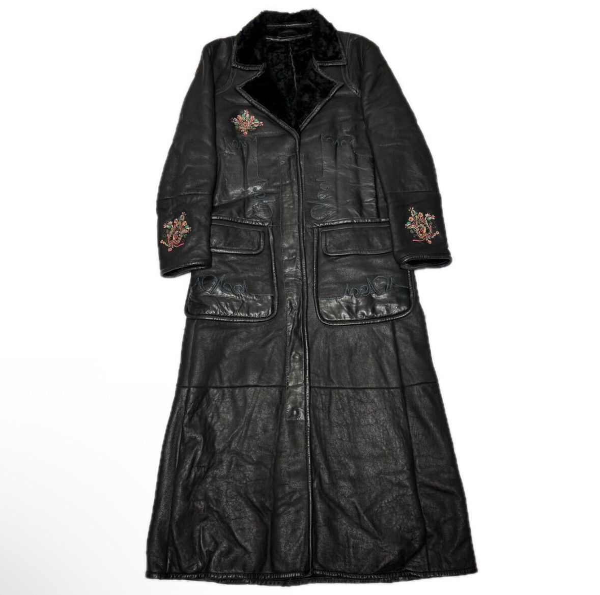 Special KENZO ケンゾー archive flower embroidery mouton coat | 花 刺繍 ムートンコート|ロングコート|毛皮