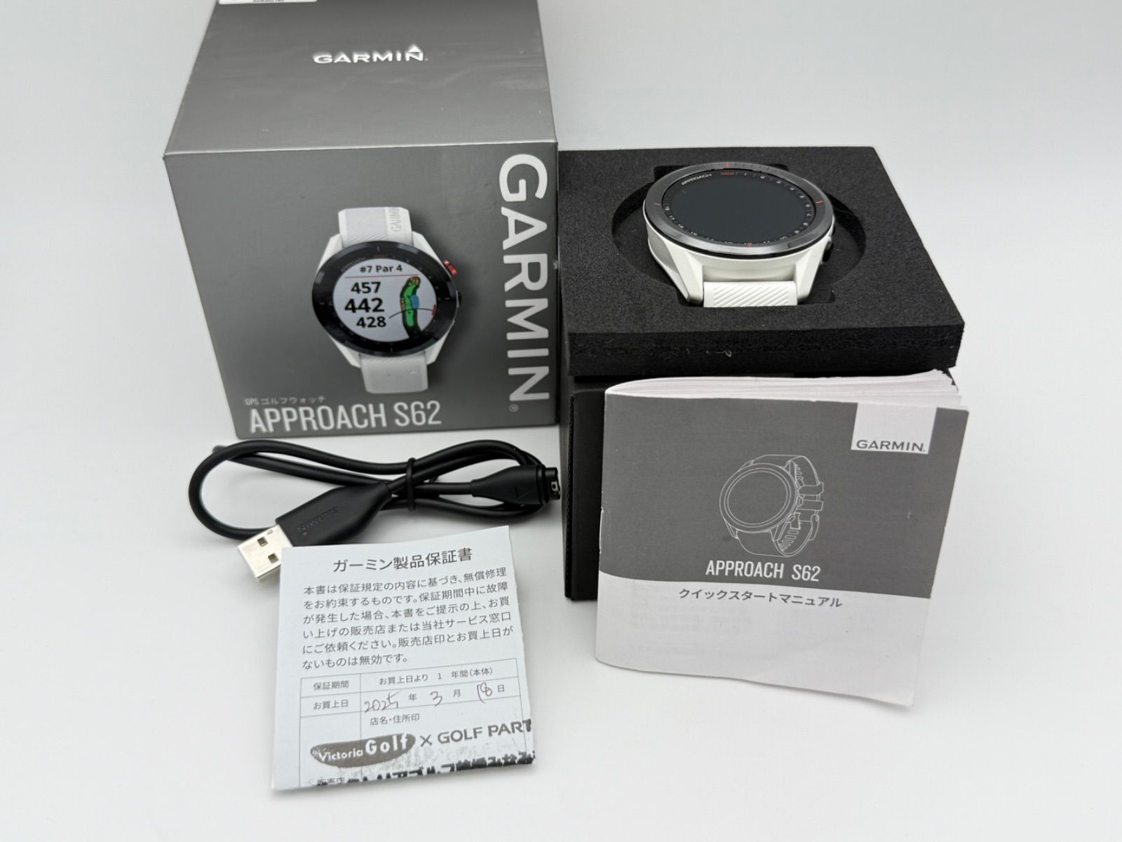 GARMIN Approach S 62 ホワイト 保証残 付 ガーミン アプローチ ゴルフウォッチ GPSナビ