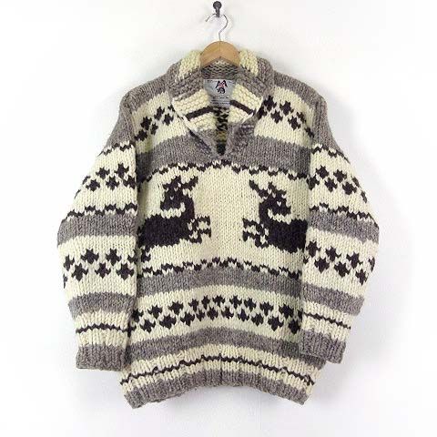 カナダ製 NATIVE INDIAN KNIT カウチン セーター 肉厚 プルオーバー 