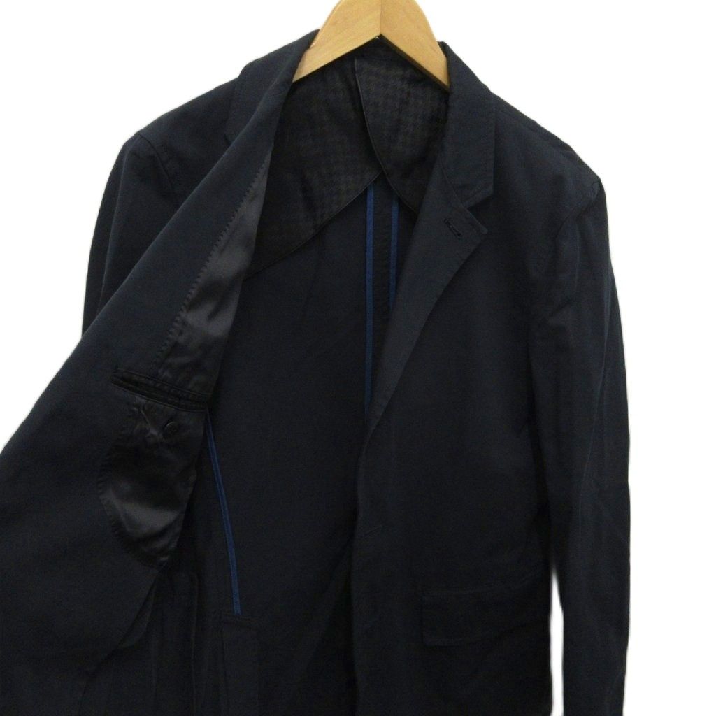 美品 DURBAN ダーバン 高級 テーラードジャケット 千鳥 ネイビー 黒 L ダーバン DURBAN テーラードジャケット ブレザー 2B 裏地千鳥格子 黒