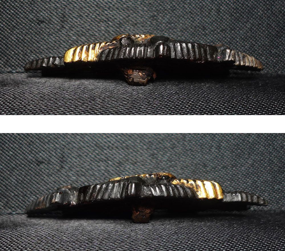 ☆赤銅地容彫群雁図目貫 無銘 高肉彫 金色絵 毛彫 刀装具 拵 外装 細密