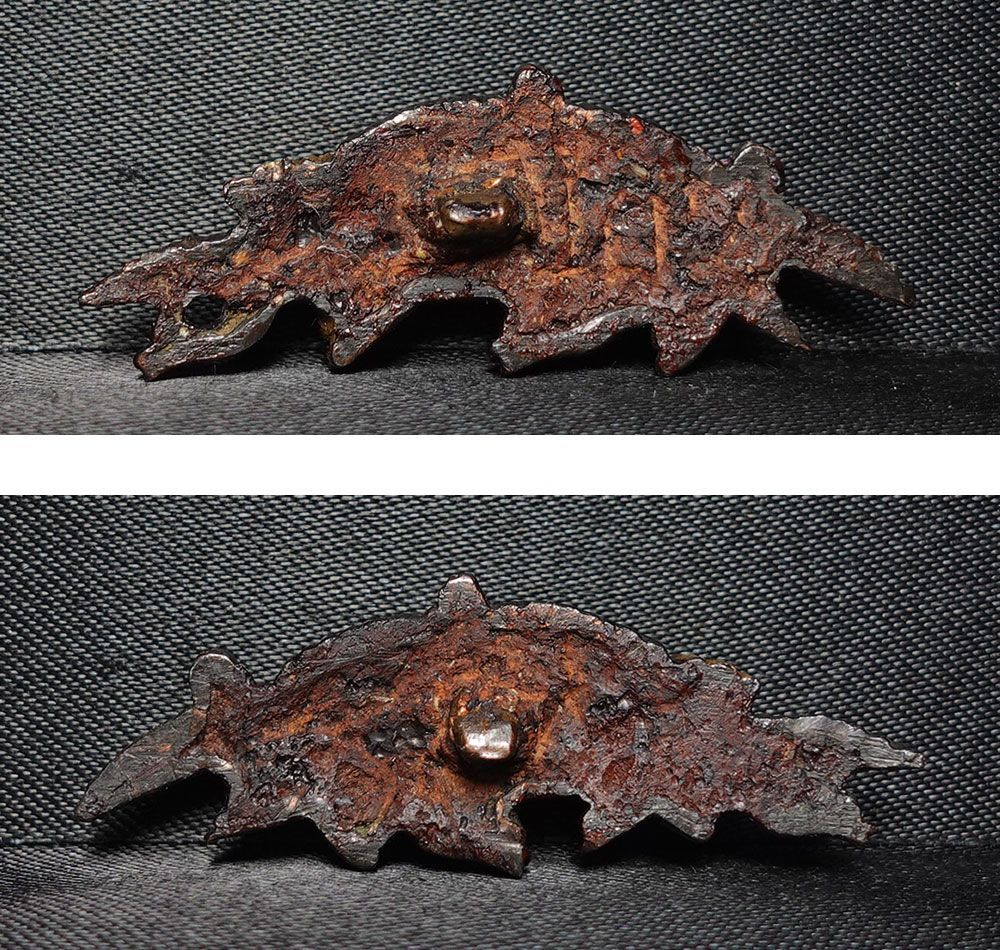 赤銅地容彫群雁図目貫　無銘　高肉彫　金色絵　毛彫　刀装具　拵　外装　細密金工 ☆赤銅地容彫群雁図目貫 無銘 高肉彫 金色絵 毛彫 刀装具 拵 外装 細密