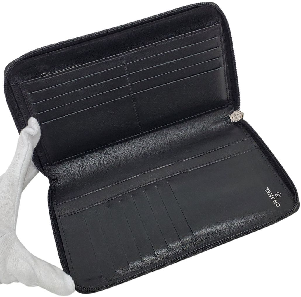 S308◇極美品【シャネル】キャビアスキン オーガナイザー◇シール