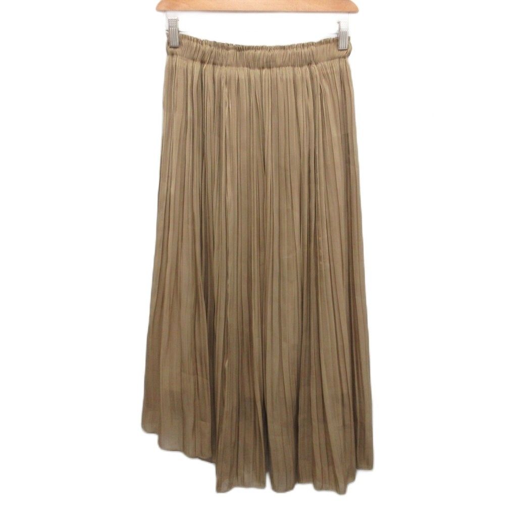 アナイ ANAYI 美品 ウェーブサテンプリーツスカート ロング丈 ミモレ丈