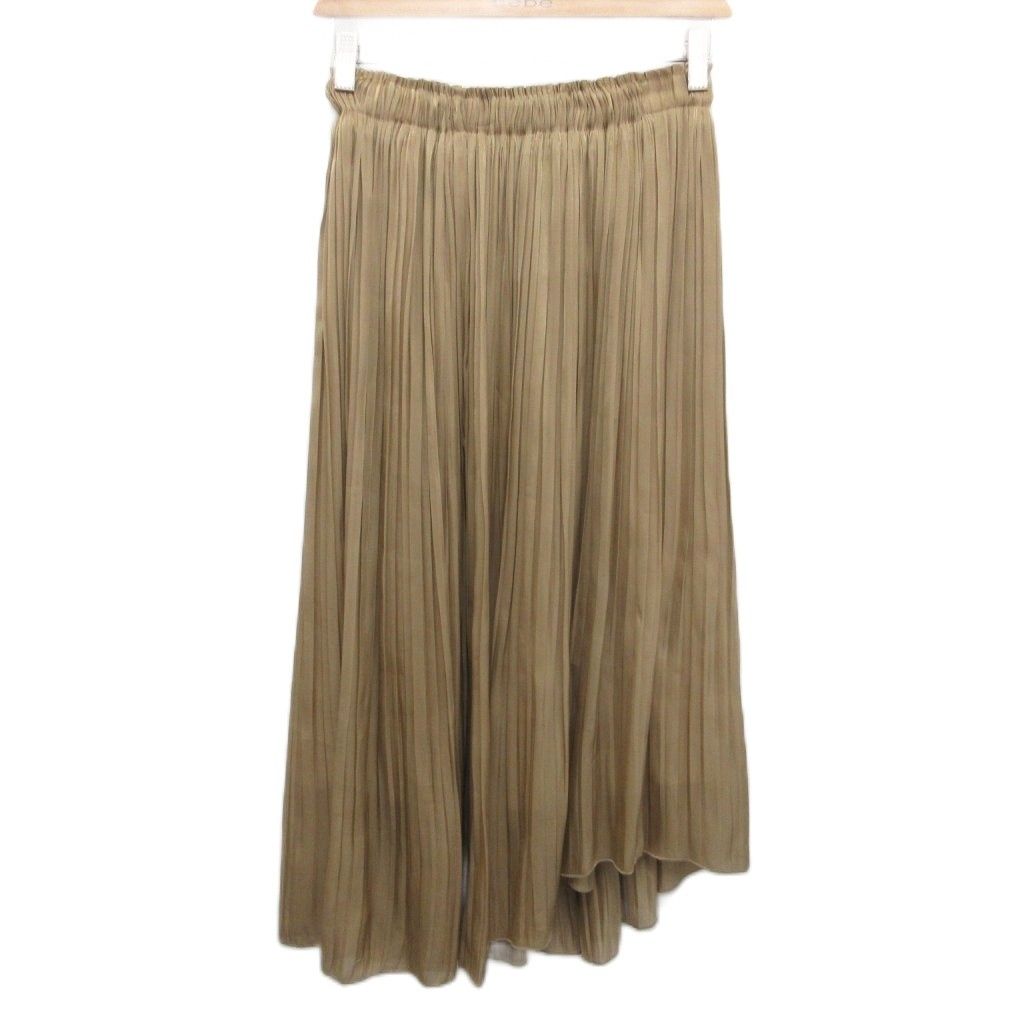 アナイ ANAYI 美品 ウェーブサテンプリーツスカート ロング丈 ミモレ丈