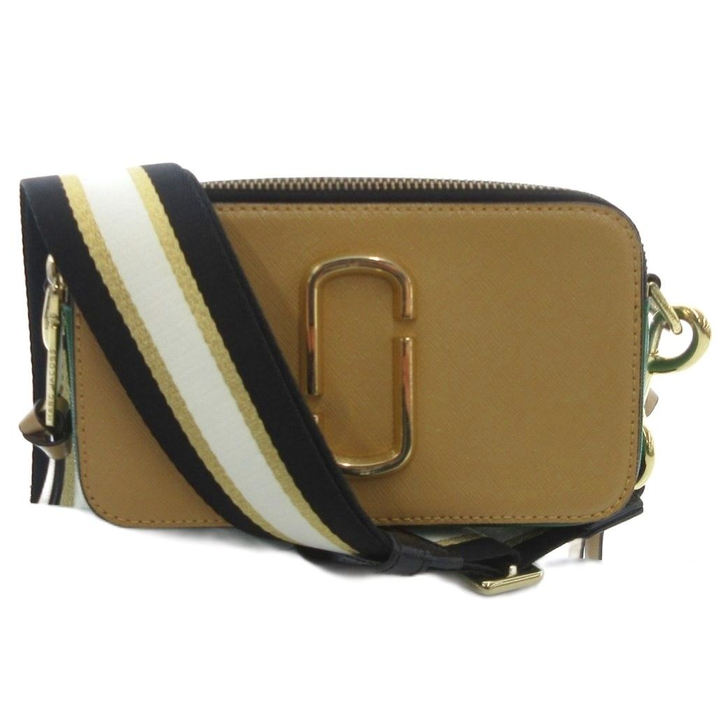 【中古】マークジェイコブス MARC JACOBS スナップショット ショルダーバッグ PVC ロゴ ベージュ 緑 グリーン /JS マークジェイコブス MARC JACOBS スナップショット ショルダーバッグ