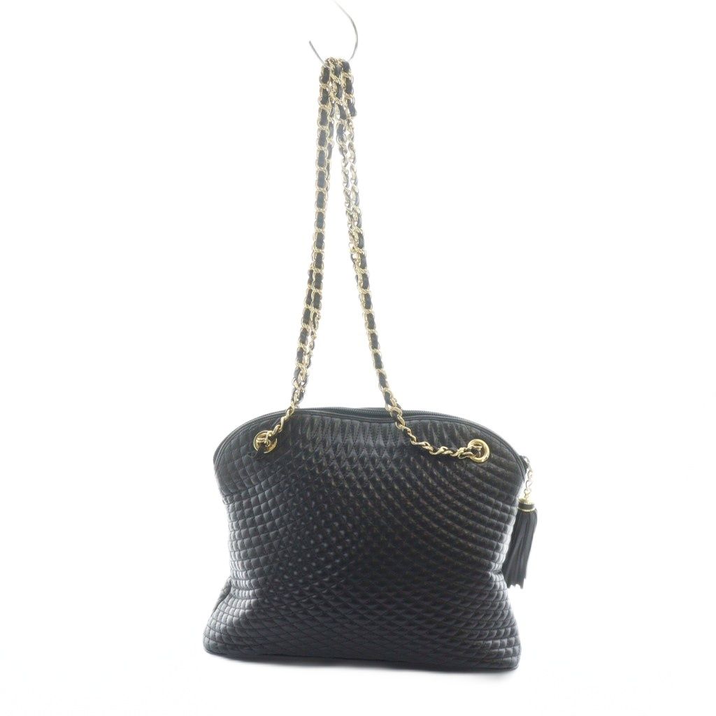 バリー BALLY ショルダーバッグハンド レザー キルティング ロゴ ゴールド金具 黒 ブラック GY 18 MQ