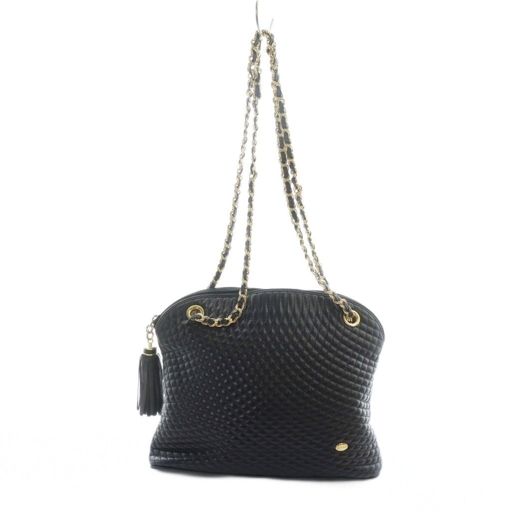 バリー BALLY ショルダーバッグハンド レザー キルティング ロゴ ゴールド金具 黒 ブラック GY 18 MQ