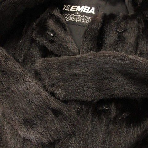 エンバ EMBA ファーコート ミンク 毛皮 ミドル丈 11 黒 ブラック
