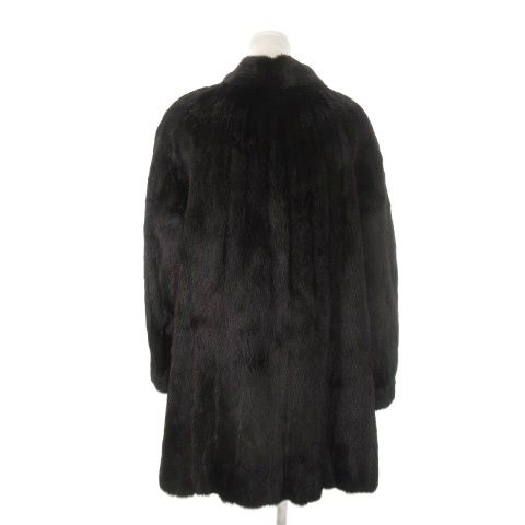 エンバ EMBA ファーコート ミンク 毛皮 ミドル丈 11 黒 ブラック