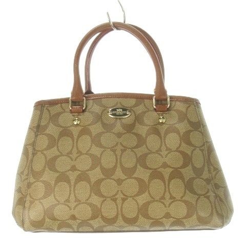 コーチハンドバッグ　ショルダーチェーン２way PVCレザー シグネチャー 正規品 コーチ ハンドバッグ 2way ショルダー付き シグネチャー PVC 革