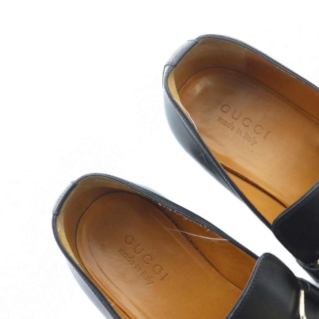 グッチ GUCCI ビジネスシューズ 革靴 ロゴ スクエアトゥ ホースビット