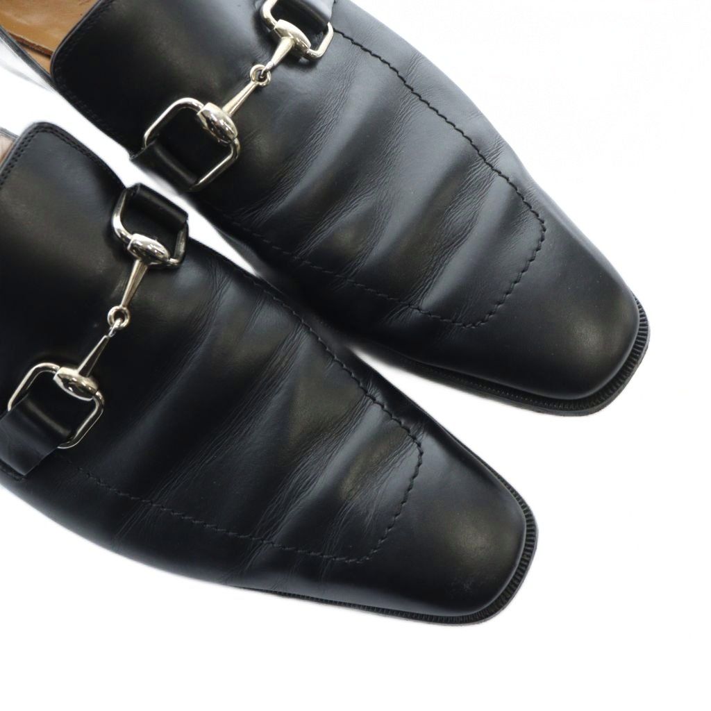 グッチ GUCCI ビジネスシューズ 革靴 ロゴ スクエアトゥ ホースビット