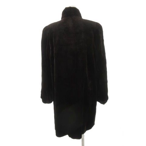 【中古】ノーブランド ファーコート シェアードミンク 毛皮 ロング スタンドカラー F 茶 ダークブラウン /AH19 ノーブランド ファーコート シェアードミンク 毛皮 ロング スタンド