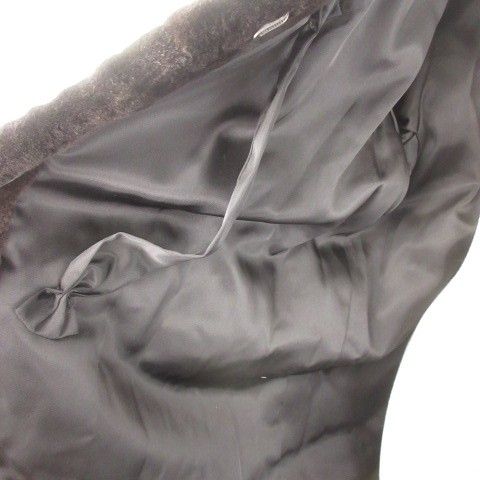 【中古】ノーブランド ファーコート シェアードミンク 毛皮 ロング スタンドカラー F 茶 ダークブラウン /AH19 ノーブランド ファーコート シェアードミンク 毛皮 ロング スタンド