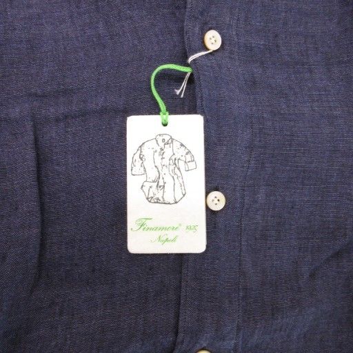 フィナモレ シャツ 半袖 ネイビー 綿麻 イタリア製 タグ付き フィナモレ シャツ 半袖 ネイビー 綿麻 イタリア製 タグ付き STAFF