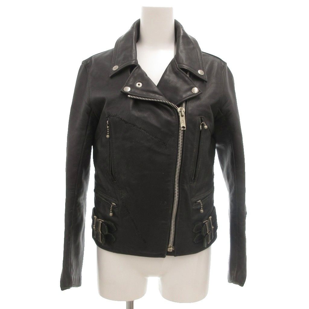 トリプルシックス 666 サイドベルト ダブル ライダースジャケット 革ジャン リアルレザー 赤タータン裏地 UK製 黒 ブラック |NU GY 11