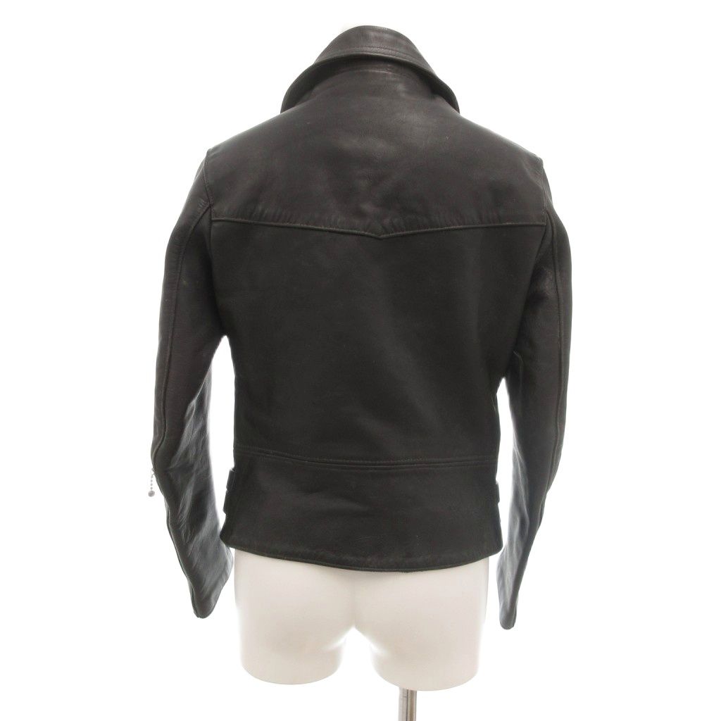 トリプルシックス 666 サイドベルト ダブル ライダースジャケット 革ジャン リアルレザー 赤タータン裏地 UK製 黒 ブラック NU GY 11