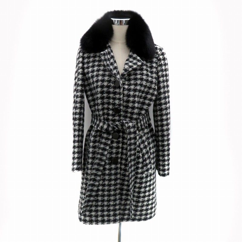 BALMAIN バルマン ラムレザーコート フォックスファー アイボリー 美品】BALMAIN フォックスファー 羊革 レザーコート