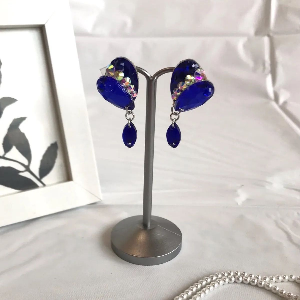 ブルー系ピアス　社交ダンス☆ベリーダンス パール ブルー ピアス フラメンコ 社交ダンス ベリーダンス 発表会