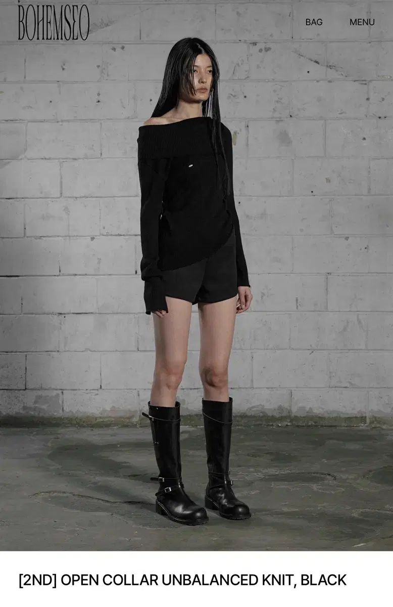 BOHEMSEO アシンメトリーOPEN COLLAR UNBALANCED KNIT