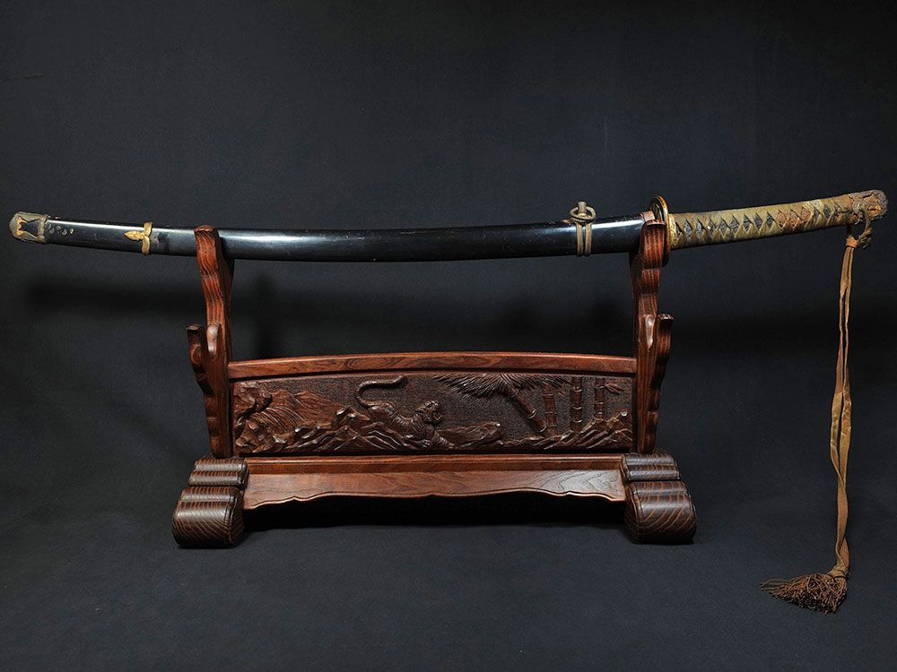 海軍太刀拵　外装　旧日本軍　旭日大切羽　軍刀拵　一環吊　全長96.5cm　海軍刀 ☆海軍太刀拵 旧日本軍 旭日大切羽 刀緒 軍刀拵 一環吊 全長96.5cm