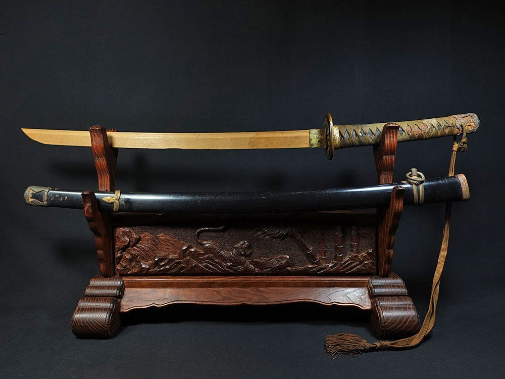 海軍太刀拵　外装　旧日本軍　旭日大切羽　軍刀拵　一環吊　全長96.5cm　海軍刀 ☆海軍太刀拵 旧日本軍 旭日大切羽 刀緒 軍刀拵 一環吊 全長96.5cm