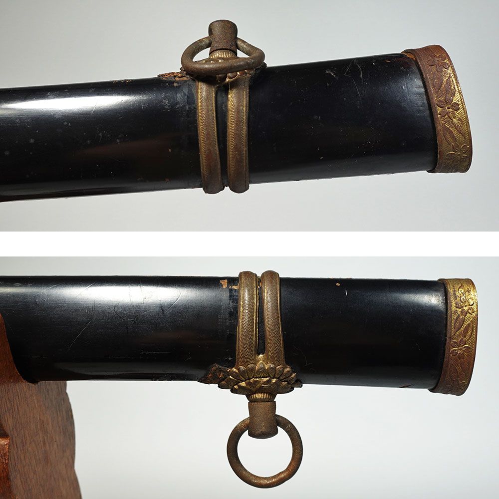 ☆海軍太刀拵 旧日本軍 旭日大切羽 刀緒 軍刀拵 一環吊 全長96.5cm