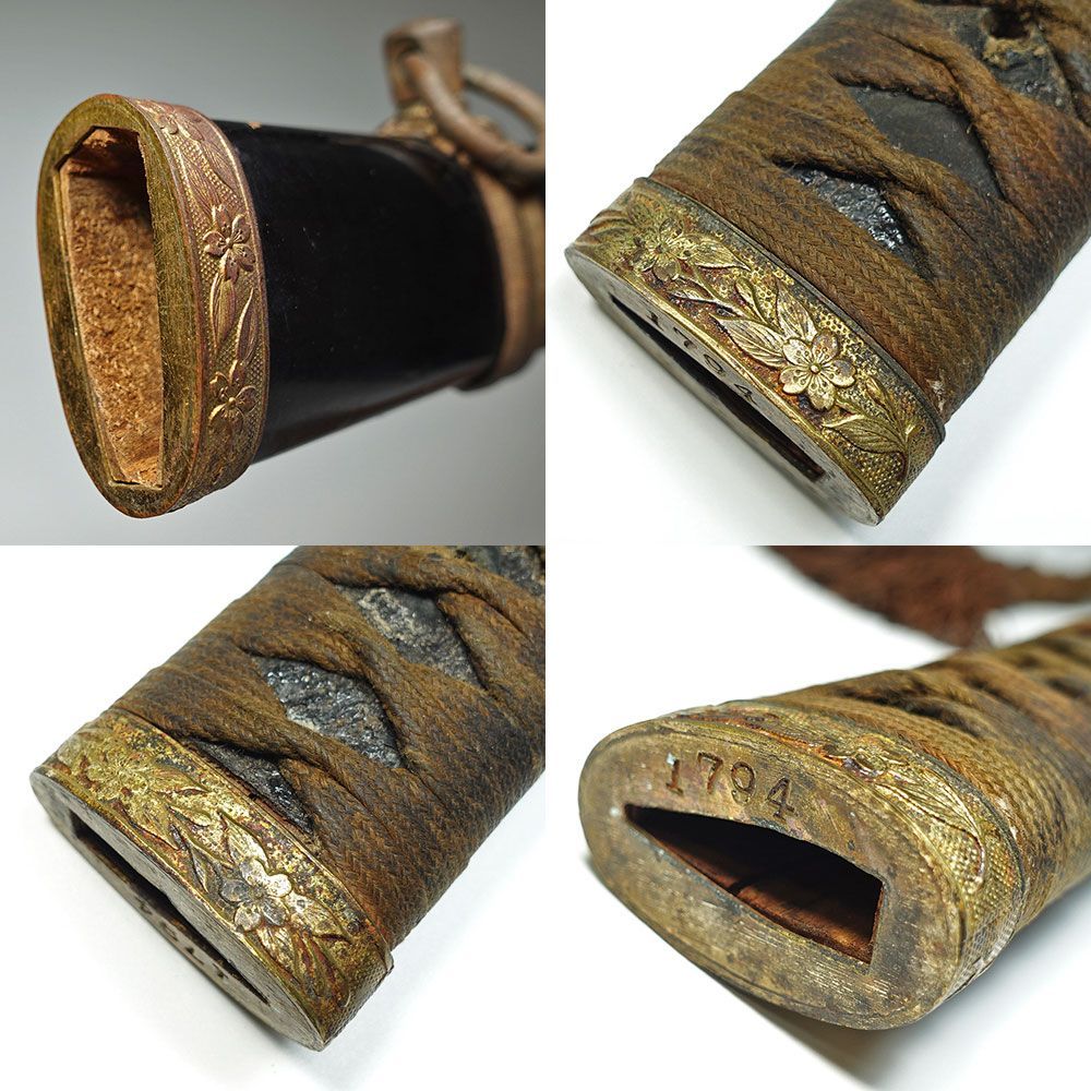 ☆海軍太刀拵 旧日本軍 旭日大切羽 刀緒 軍刀拵 一環吊 全長96.5cm