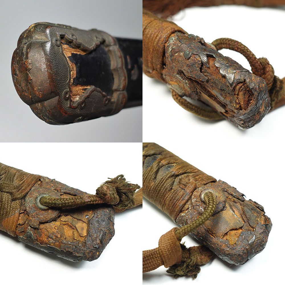 ☆海軍太刀拵 旧日本軍 旭日大切羽 刀緒 軍刀拵 一環吊 全長96.5cm