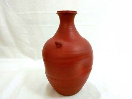 常滑焼 朱泥 花瓶 正弥作 7号細 高さ22×最大幅13cm 重さ980g 共箱入り