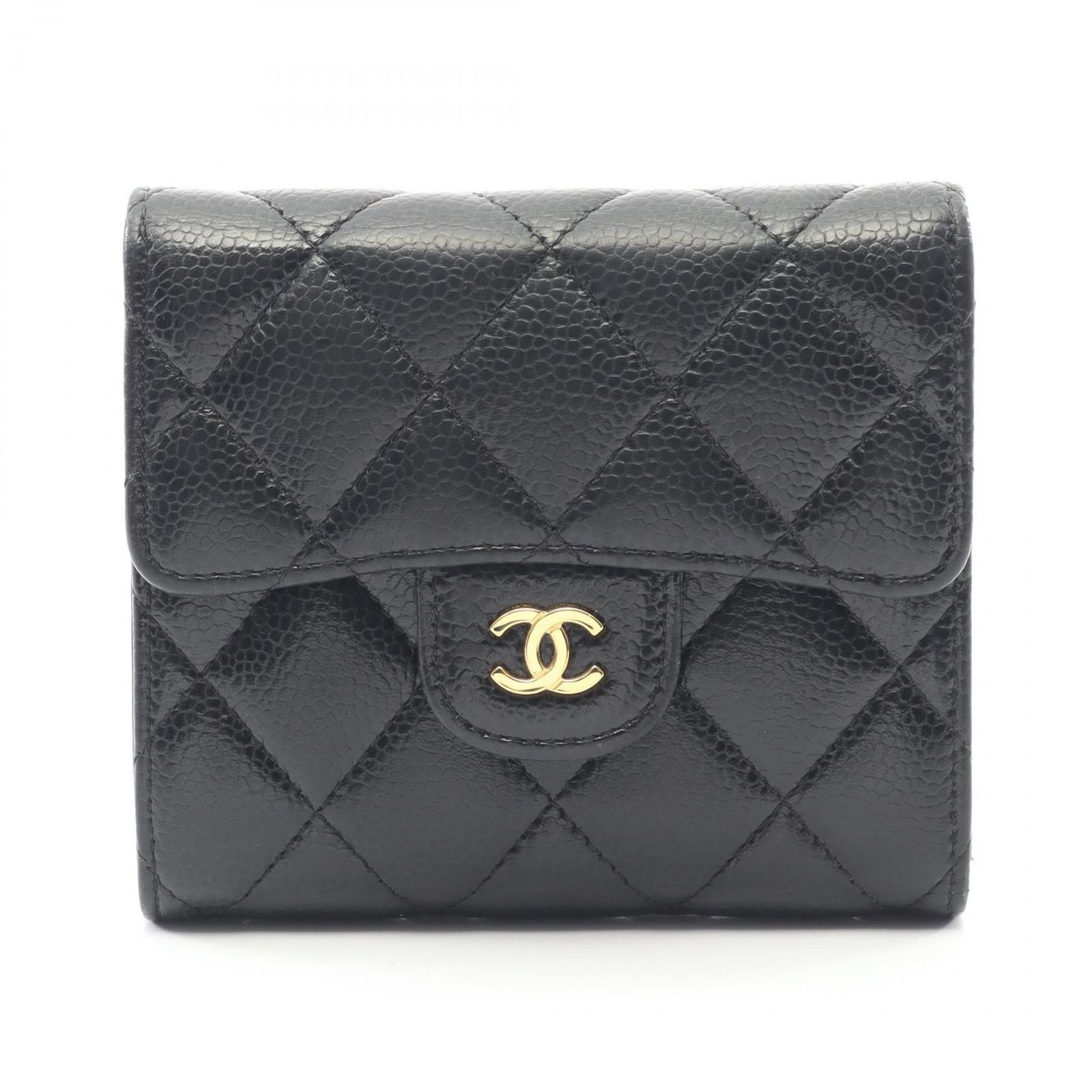 シャネル CHANEL 三つ折り財布 クラシック スモール フラップ ウォレット AP 0231 ブラック レザー カーフ 牛革 マトラッセ レディース A