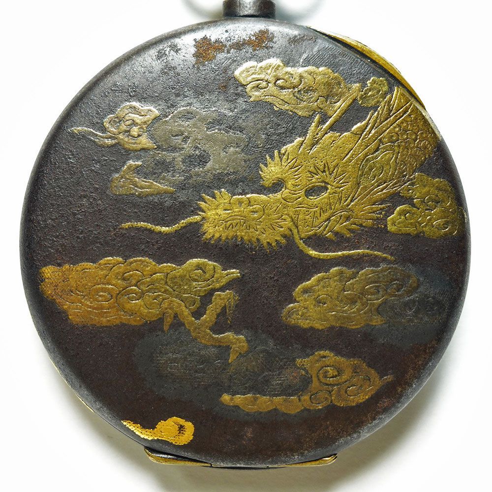 ☆懐中時計 MOVADO 稼動品 鉄製 肥後象嵌 雲龍図 モバード スイス製