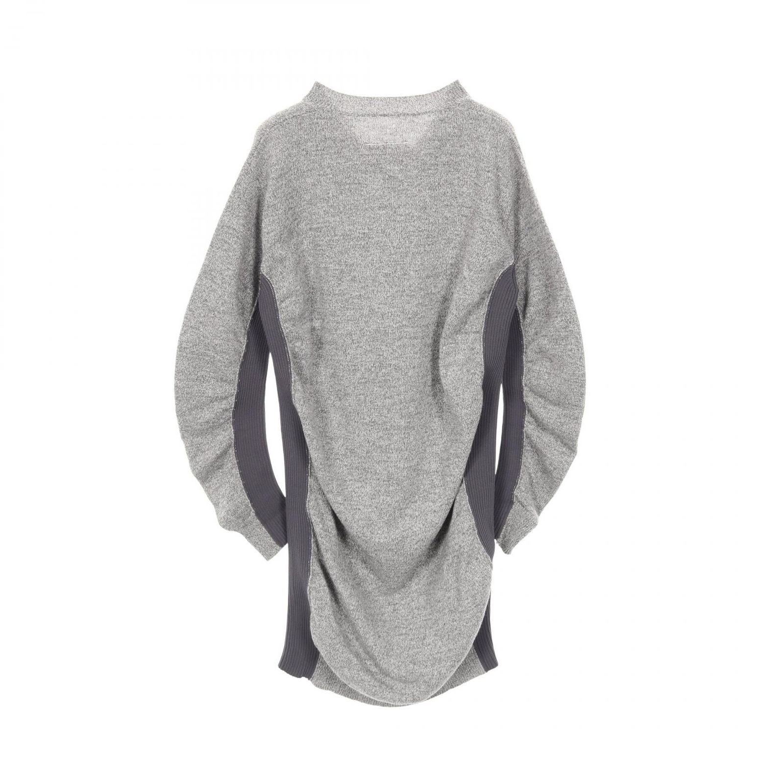 エムエムシックス MM 6 ワンピース リブ切替 グレー ウール ニットワンピース レディース