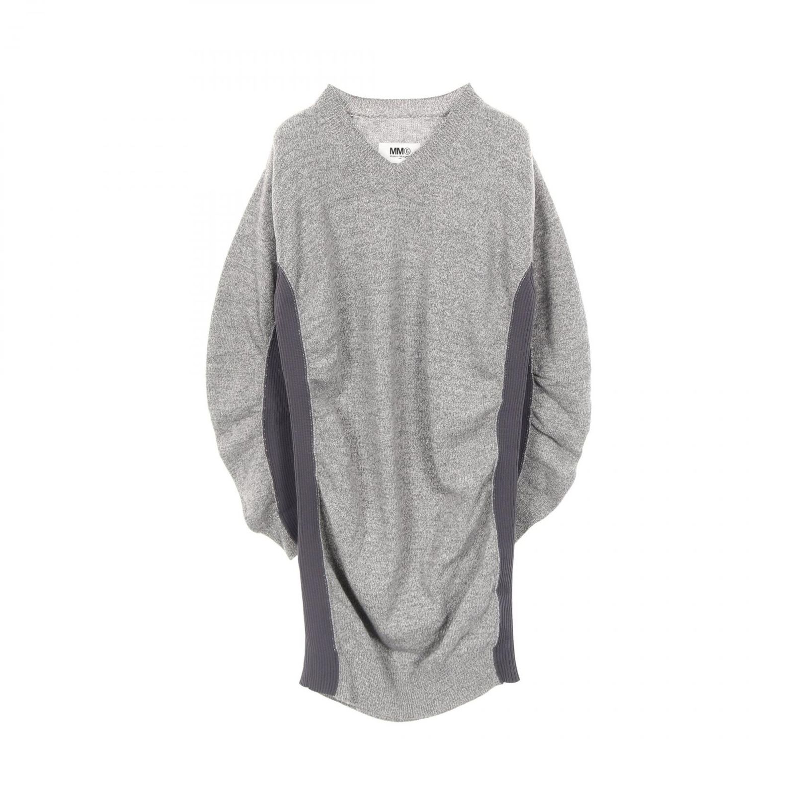 エムエムシックス MM 6 ワンピース リブ切替 グレー ウール ニットワンピース レディース ♥