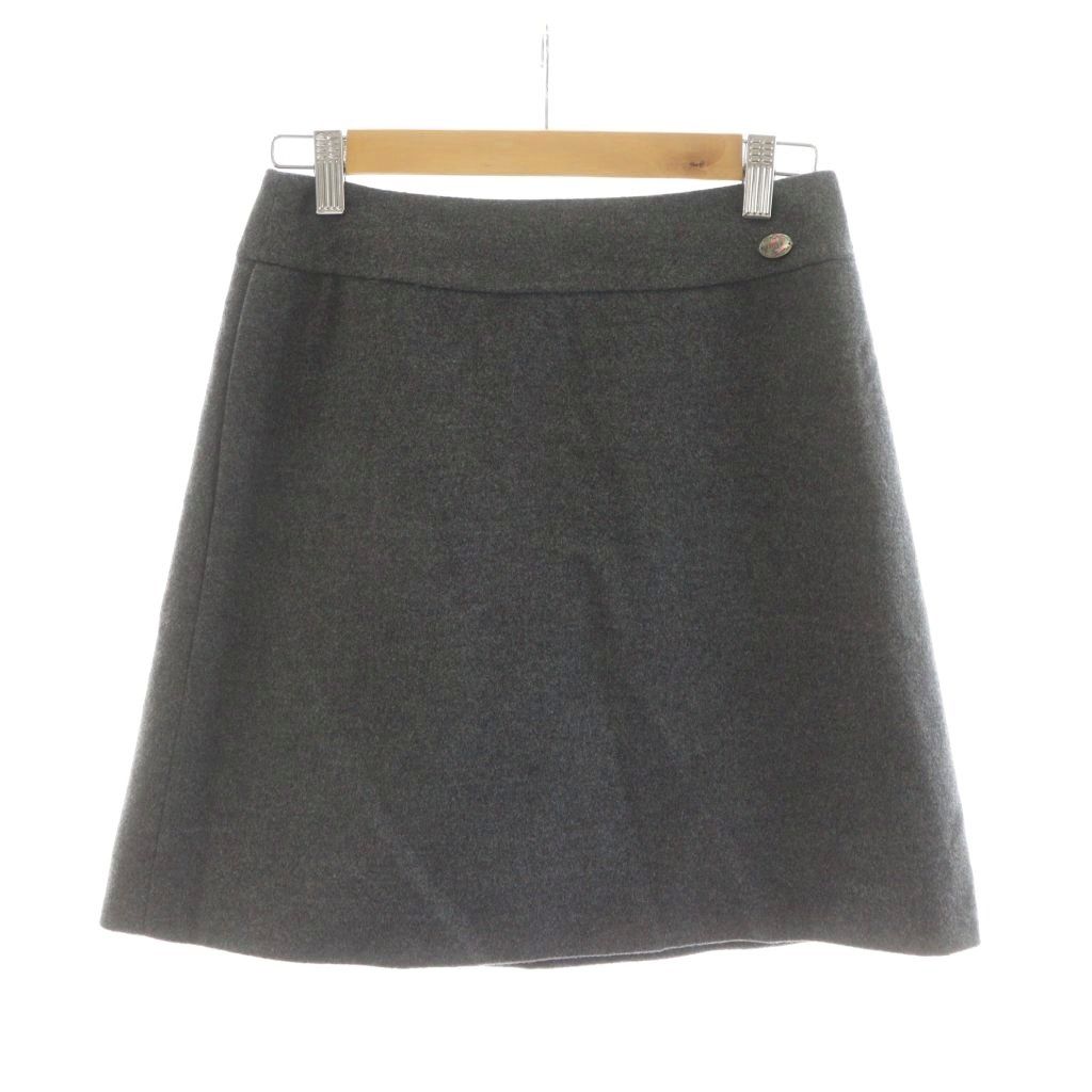 フォクシー　FOXEY スカート　38 グレー　カシミア　ウール フォクシー FOXEY ミニスカート フレア ウール カシミヤ混 38 グレー
