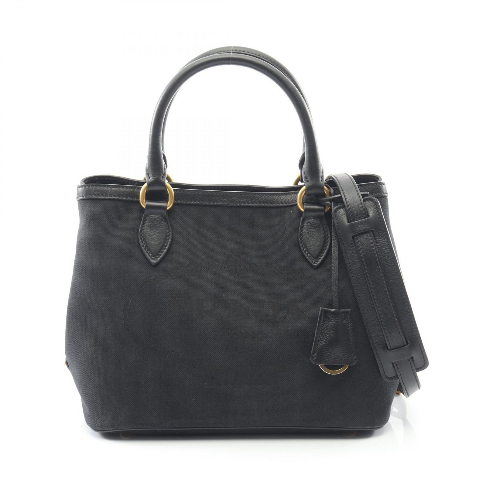 q72【美品】プラダ　ロゴジャガード　がま口　三角ロゴ　キャンバスハンドバッグ. q72【美品】プラダ ロゴジャガード がま口 三角ロゴ キャンバス