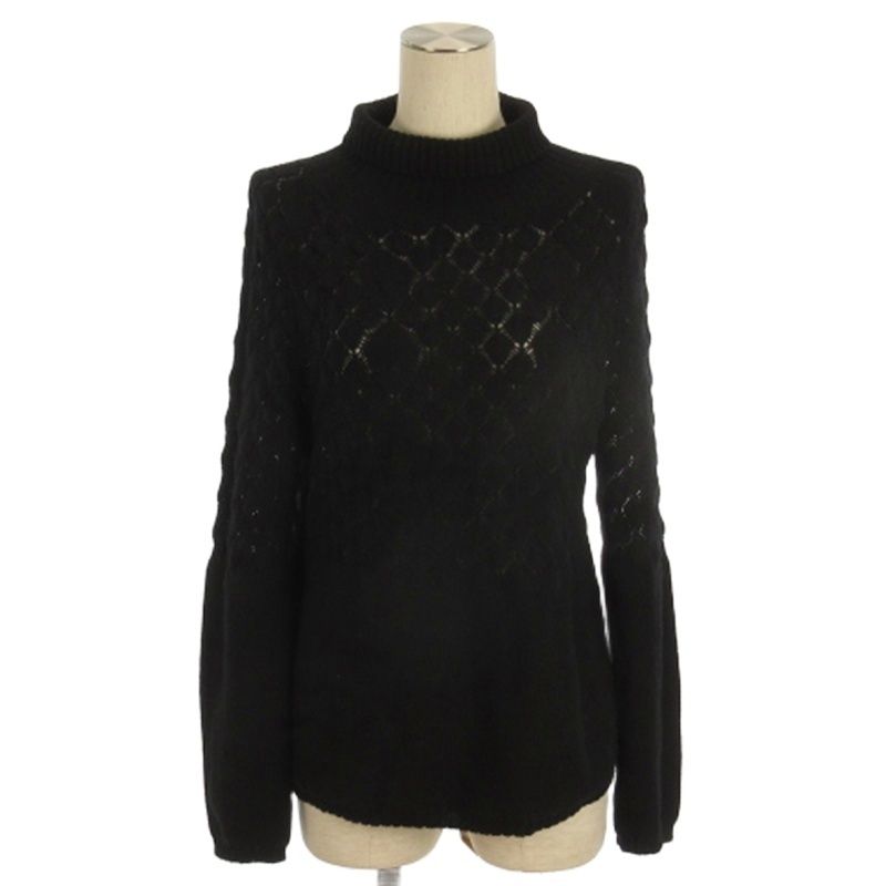 【エンポリオアルマーニ】極美品定価73,000円ハイネックニットセーターＸＬ EMPORIO ARMANI (エンポリオアルマーニ) ウール ジャガード総柄ロゴ