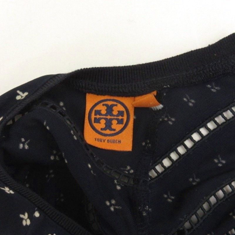 トリーバーチ TORY BURCH 総柄 ワンピース ひざ丈 ネイビー S □FF