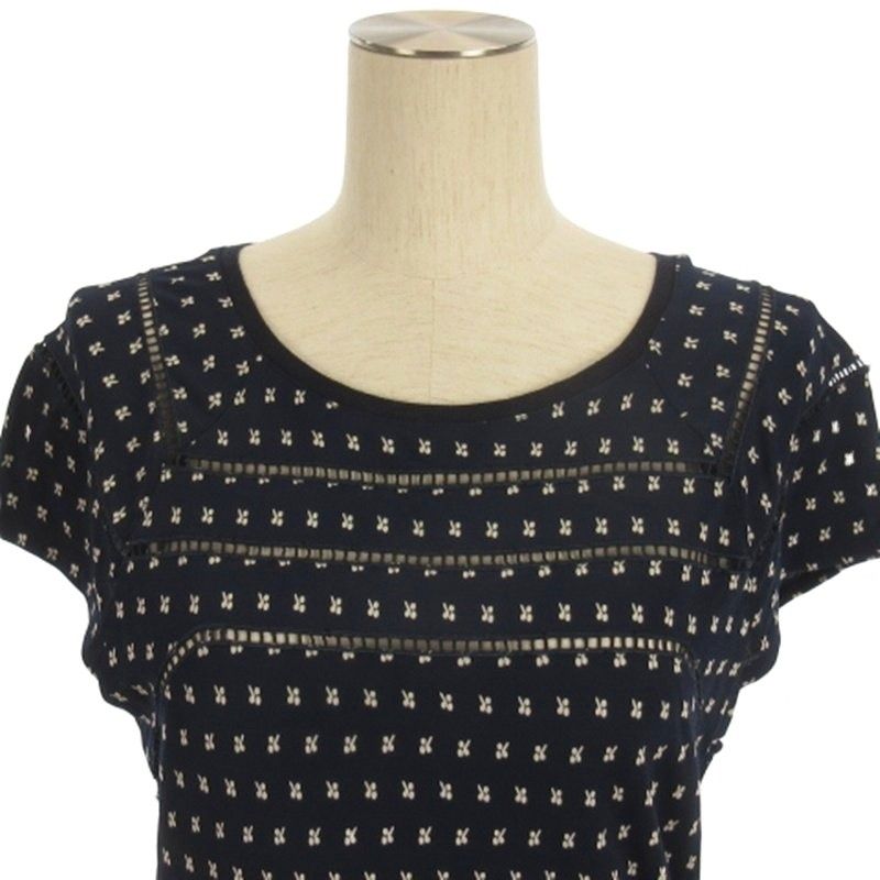 トリーバーチ TORY BURCH 総柄 ワンピース ひざ丈 ネイビー S □FF