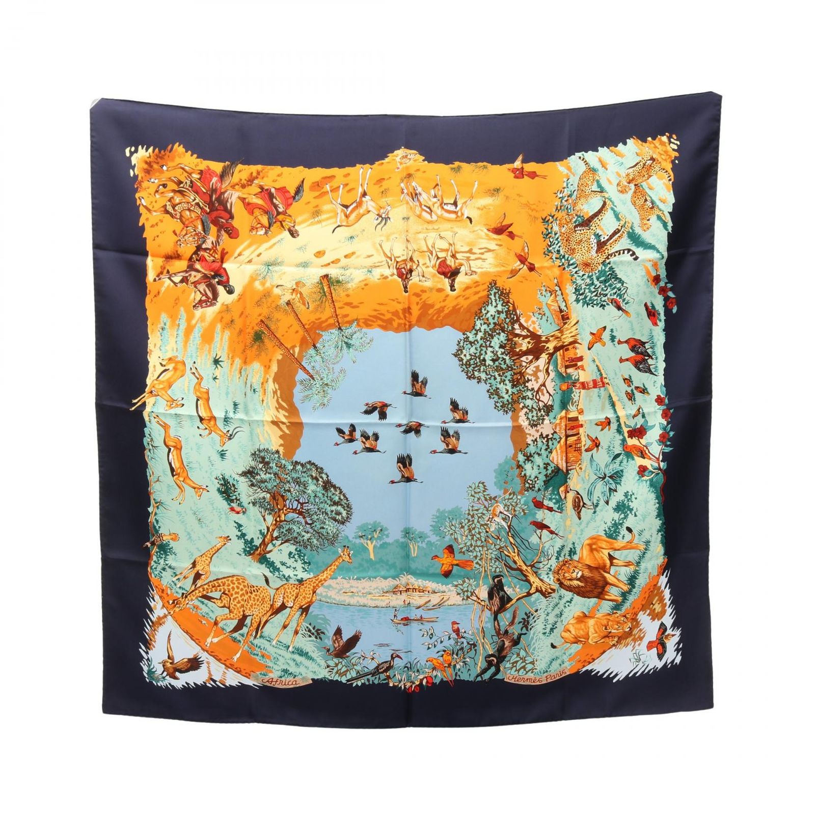 エルメス HERMES スカーフ カレ90 Africa シルク レディース B