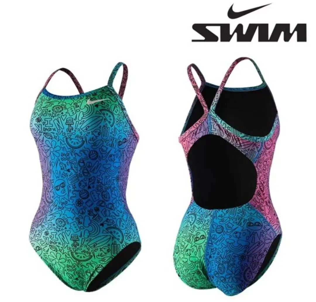 ナイキ スイム レディース ハイドラーストロング ジョイフル ドゥードゥル レーサーバック 水着 S UK 10