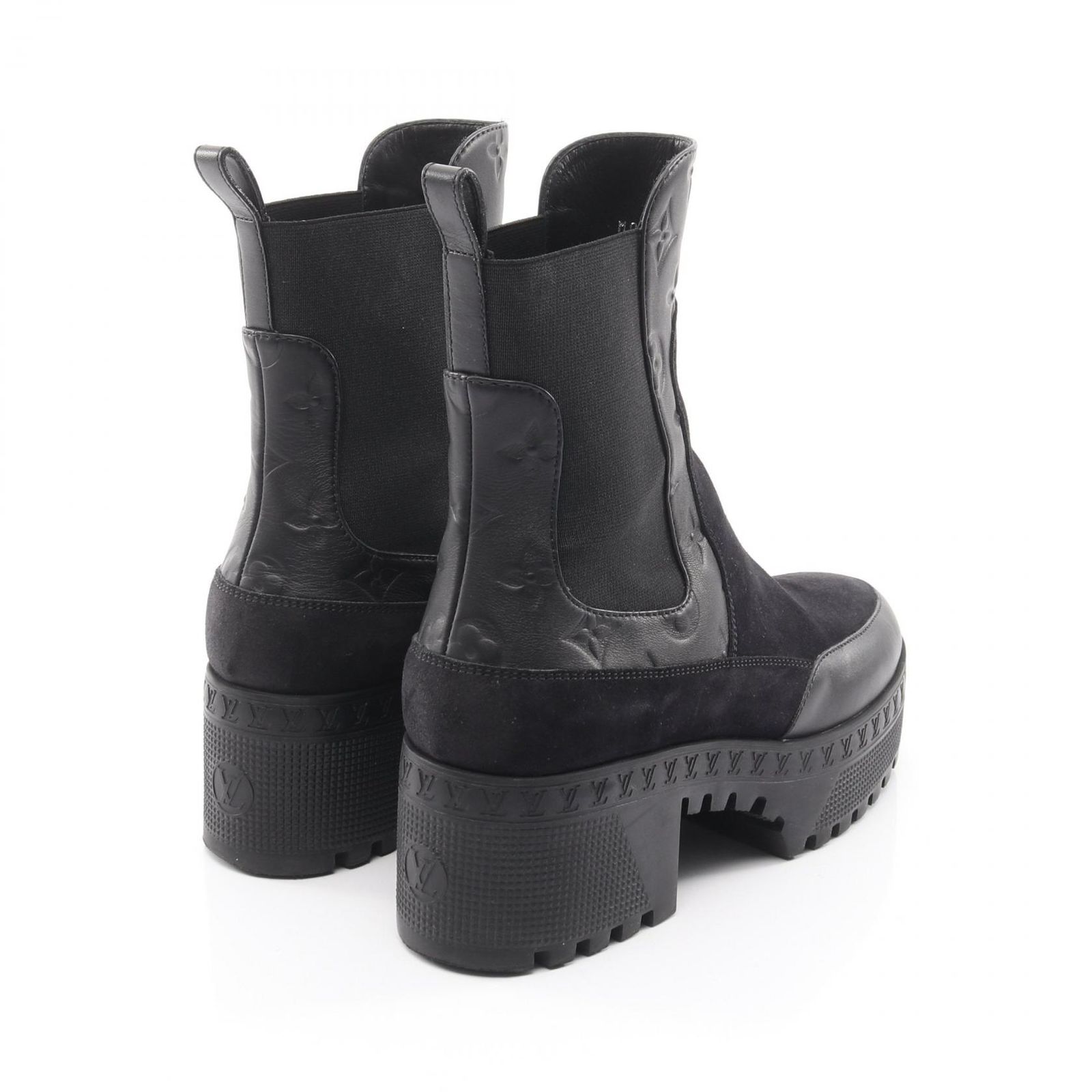 ルイ ヴィトン LOUIS VUITTON ブーツ ローリエート モノグラム 1 AC 7 VX レザー スウェード レディース A