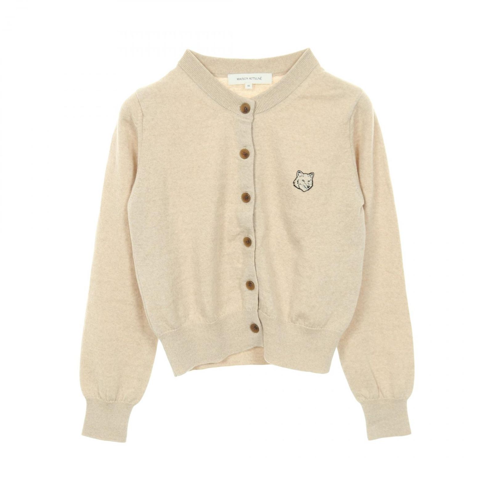 メゾンキツネ MAISON KITSUNE カーディガン BOLD FOX HEAD ベージュ ウール レディース A